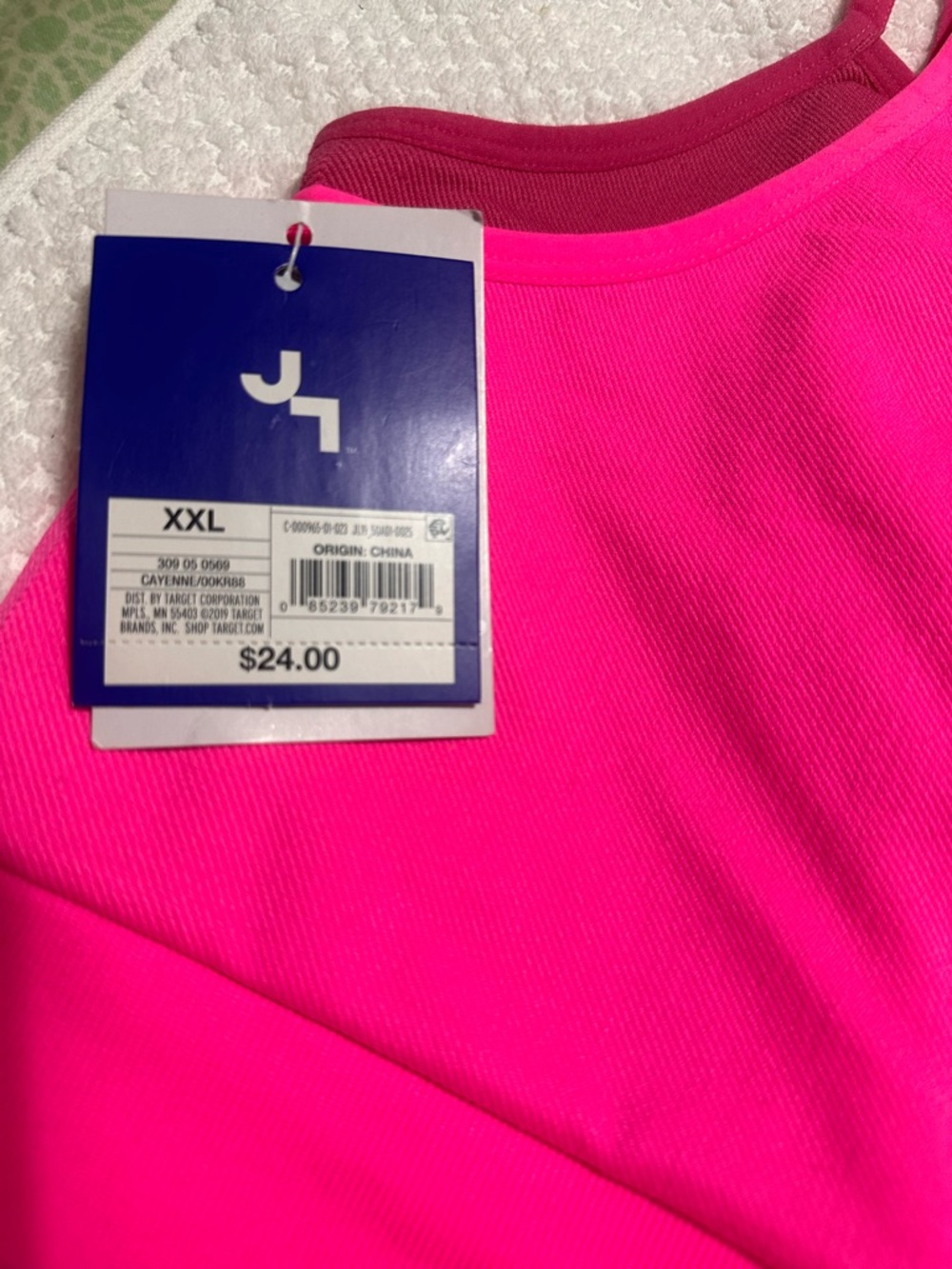 JoyLab Neon Pink Racerback Tank Top with Mauve Straps - Picture 3 of 4